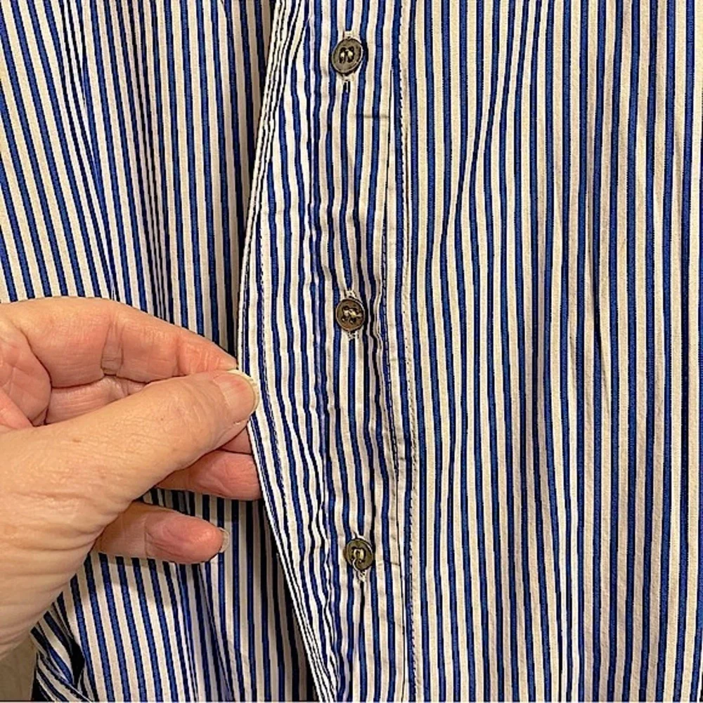 Nordstrom 1901 Striped Blue & White Cotton Shirtdress Belt Cotton Obi Sash Sz 6 - Picture 11 of 12